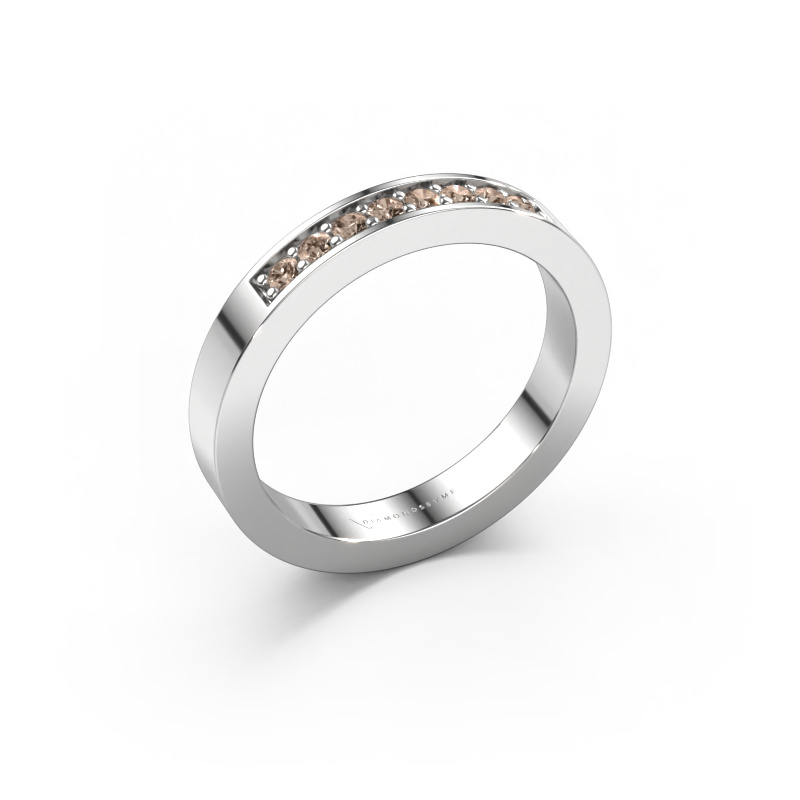 Image of Stackable ring Loes 5 585 white gold Brown diamond 0.16 crt