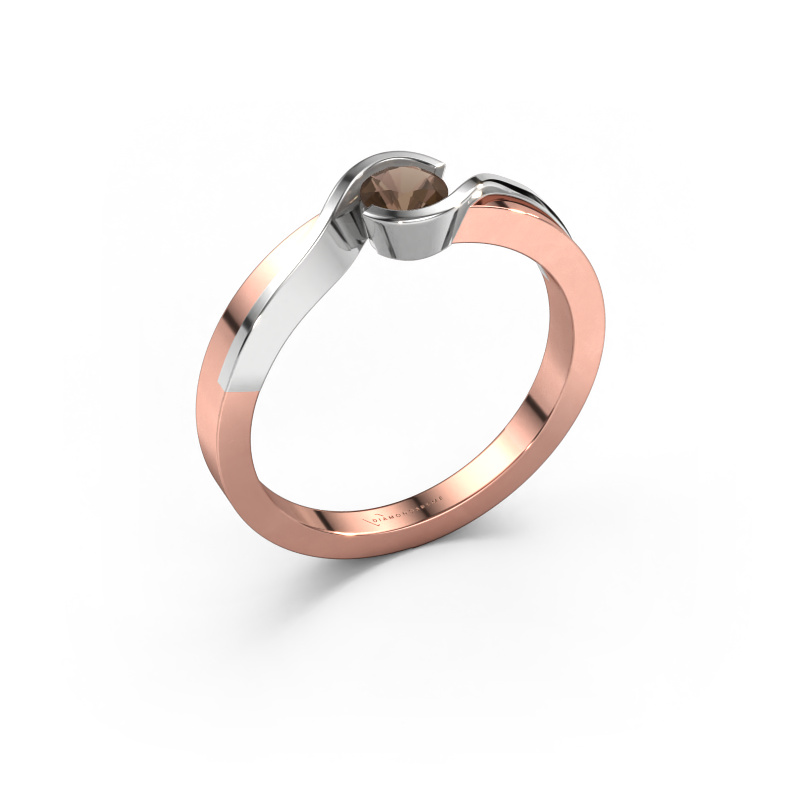 Afbeelding van Ring Lola 585 rosé goud Rookkwarts 4 mm