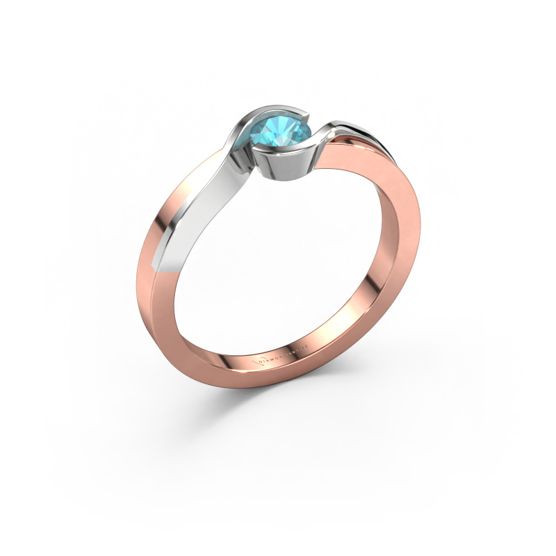 Image de Bague Lola 585 or rose Topaze bleue 4 mm