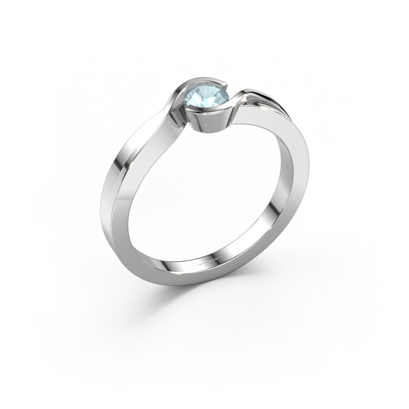 Image de Bague Lola 585 or blanc Aigue-marine 4 mm