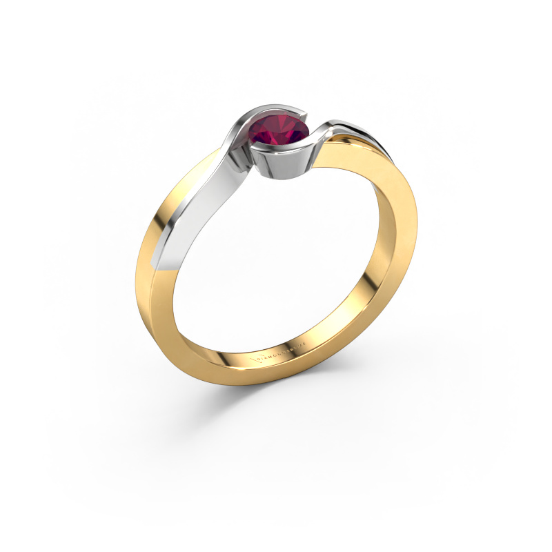 Image de Bague Lola 585 or jaune Rhodolite 4 mm