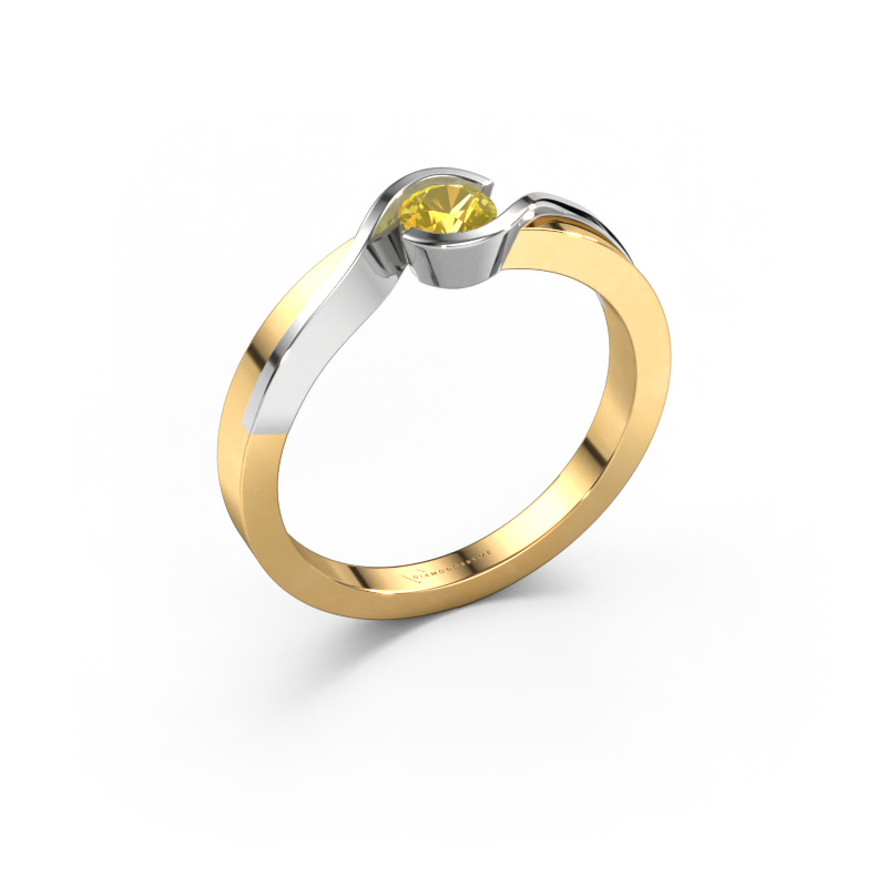 Afbeelding van Ring Lola 585 goud Gele saffier 4 mm