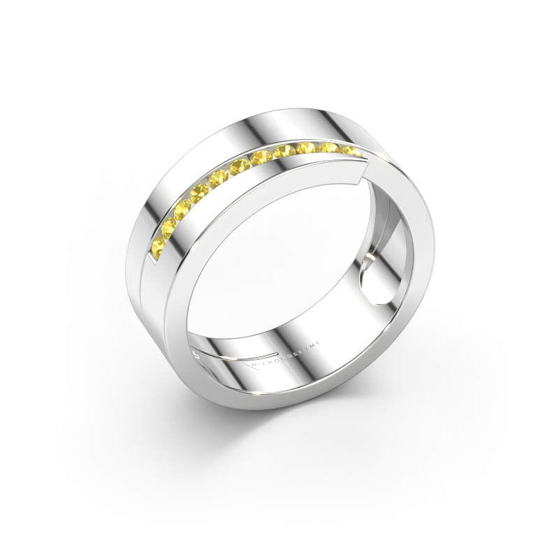 Bild av Ring Loma 585 vitt guld Gul safir 1.5 mm