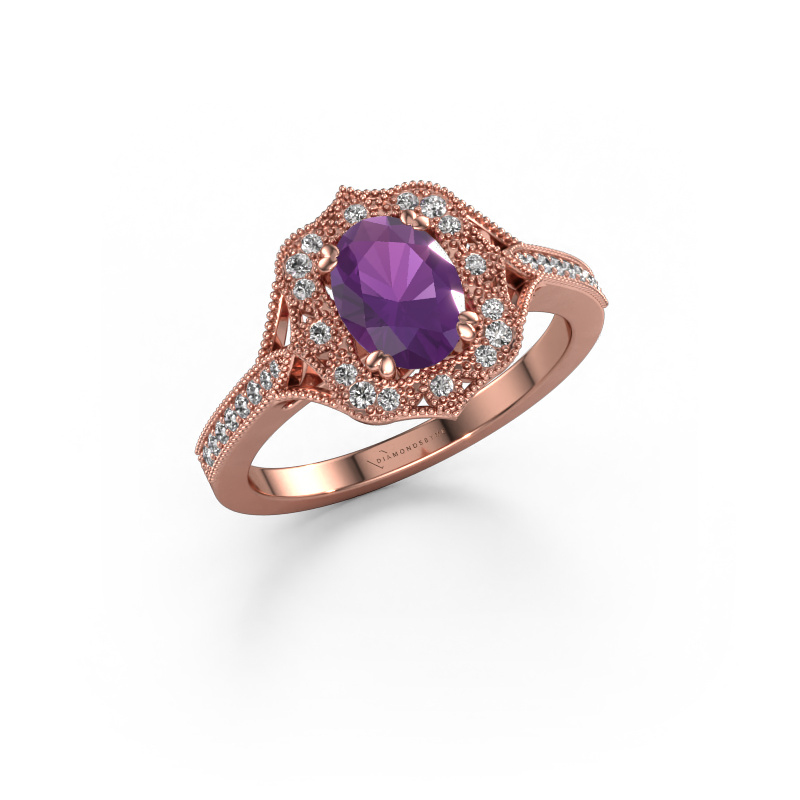 Bild von Verlobungsring Loni 585 Roségold Amethyst 7,5x5,5 mm