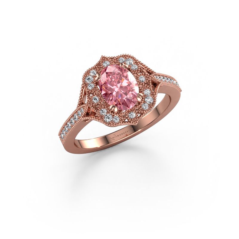 Image of Engagement ring Loni 585 rose gold Pink lab grown diamond 7,5x5,5 mm