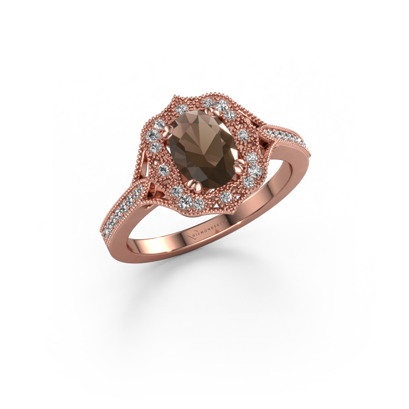 Image of Engagement ring Loni 585 rose gold Smokey quartz 7,5x5,5 mm
