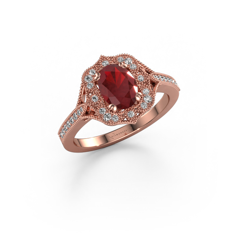 Image of Engagement ring Loni 585 rose gold Ruby 7,5x5,5 mm