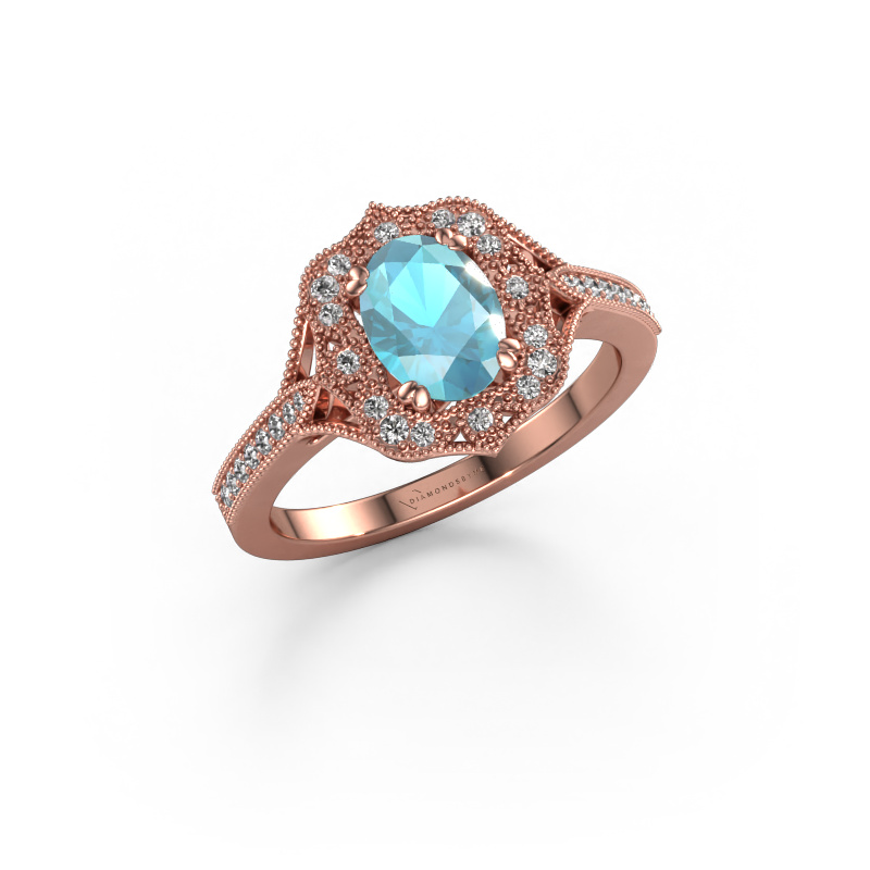 Image of Engagement ring Loni 585 rose gold Blue topaz 7,5x5,5 mm