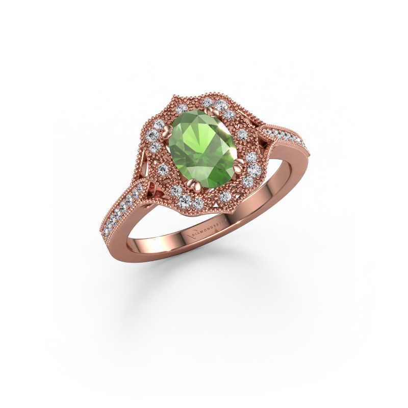 Afbeelding van Verlovingsring Loni 585 rosé goud Toermalijn groen 7,5x5,5 mm