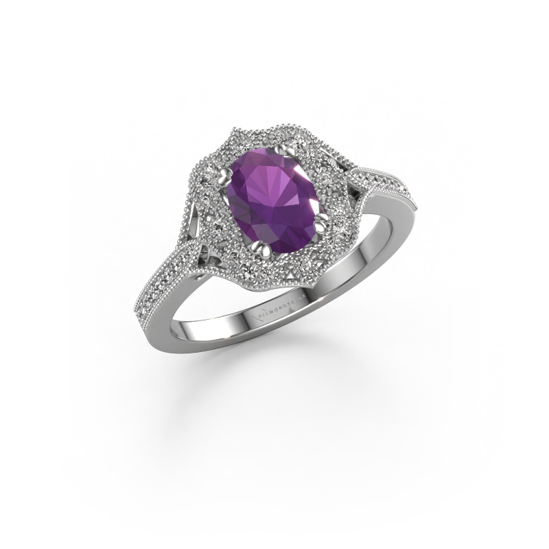 Bild von Verlobungsring Loni 950 Platin Amethyst 7,5x5,5 mm