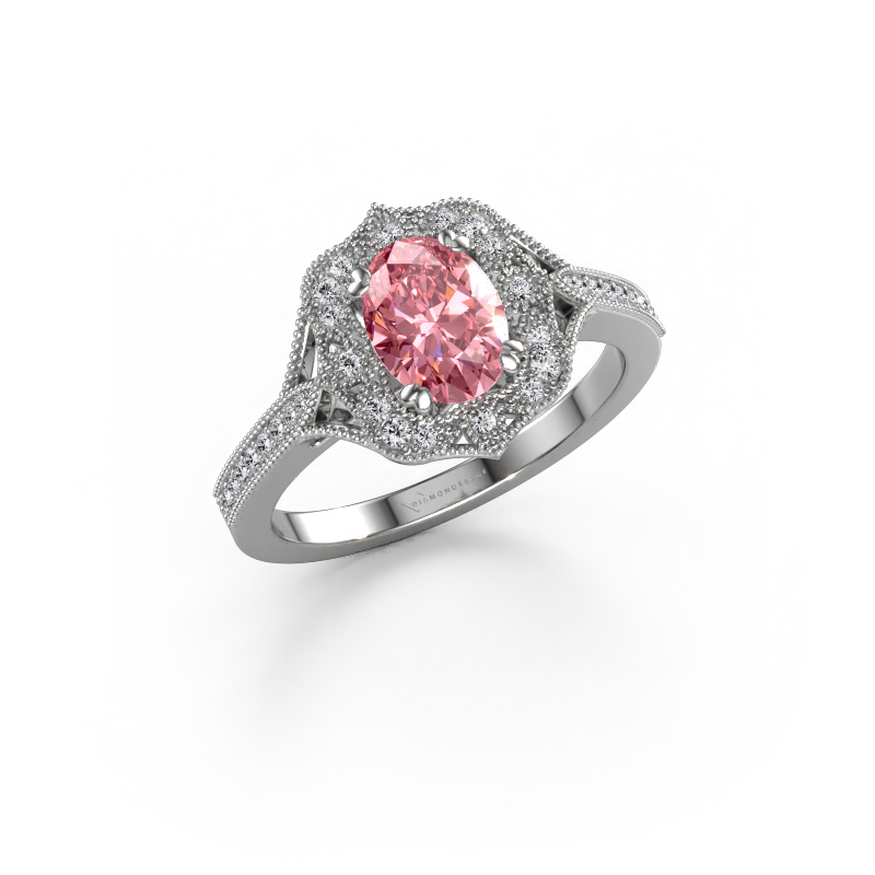 Image of Engagement ring Loni 950 platinum Pink lab grown diamond 7,5x5,5 mm
