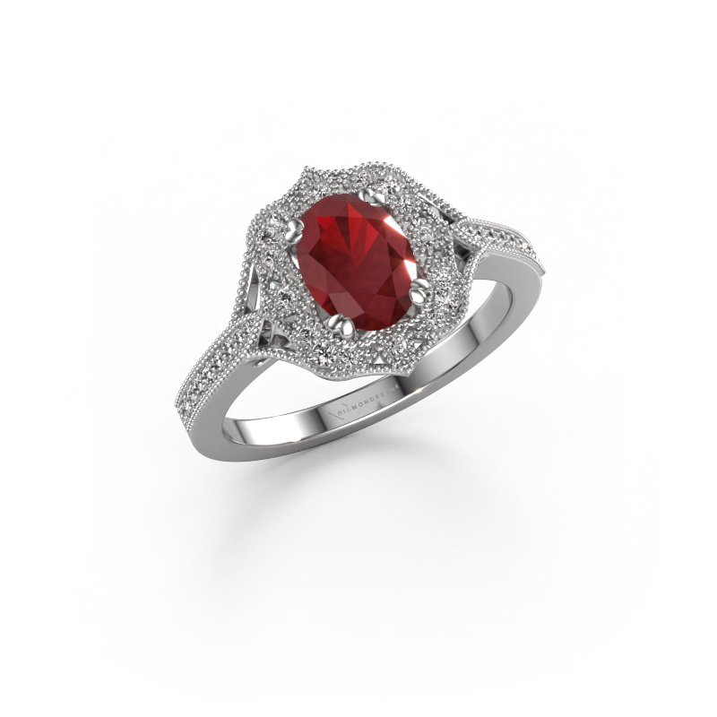 Image of Engagement ring Loni 950 platinum Ruby 7,5x5,5 mm