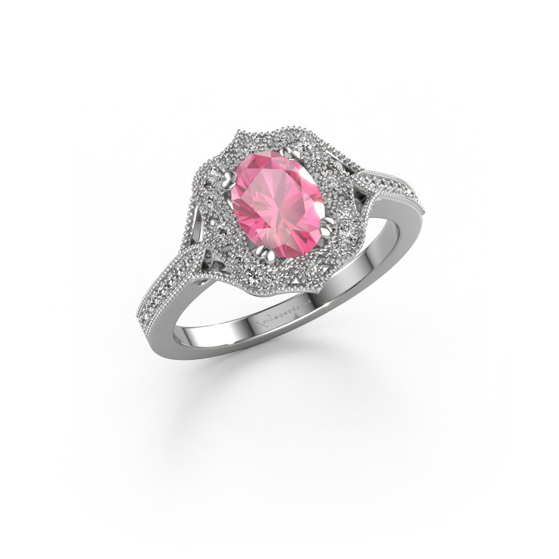 Image de Bague de fiançailles Loni 585 or blanc Saphir rose 7,5x5,5 mm