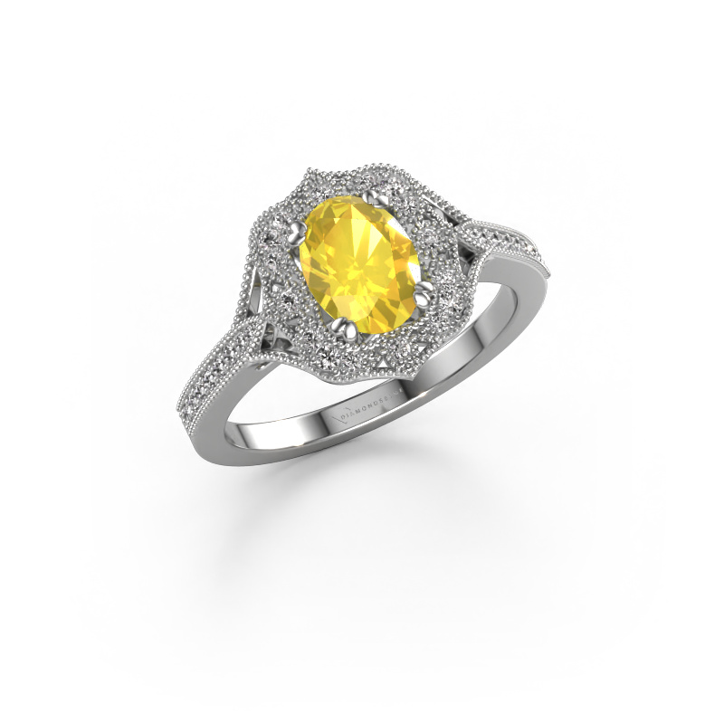 Image of Engagement ring Loni 950 platinum Yellow sapphire 7,5x5,5 mm