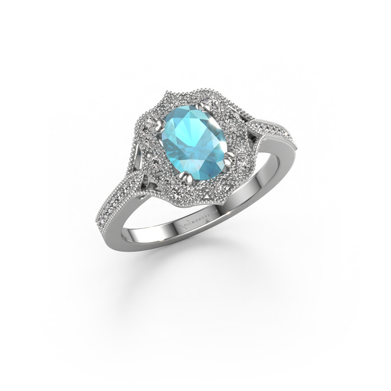 Image of Engagement ring Loni 950 platinum Blue topaz 7,5x5,5 mm