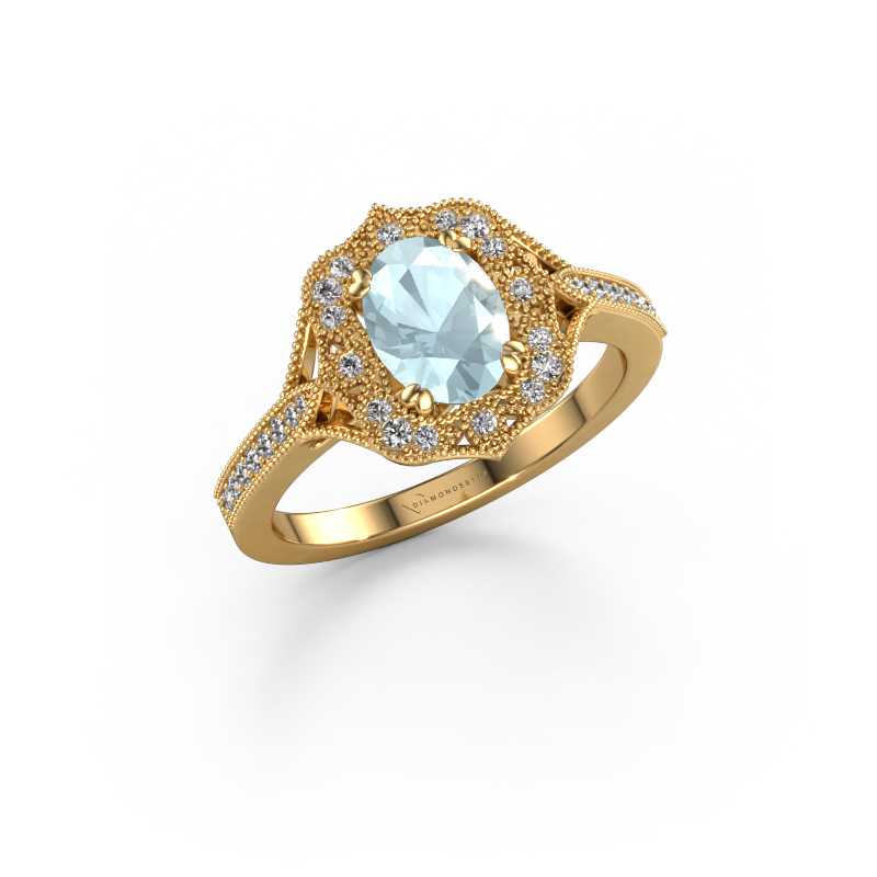 Image of Engagement ring Loni 585 gold Aquamarine 7,5x5,5 mm