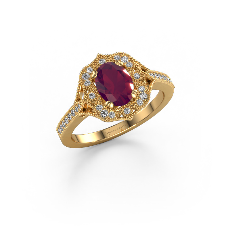 Image of Engagement ring Loni 585 gold Rhodolite 7,5x5,5 mm