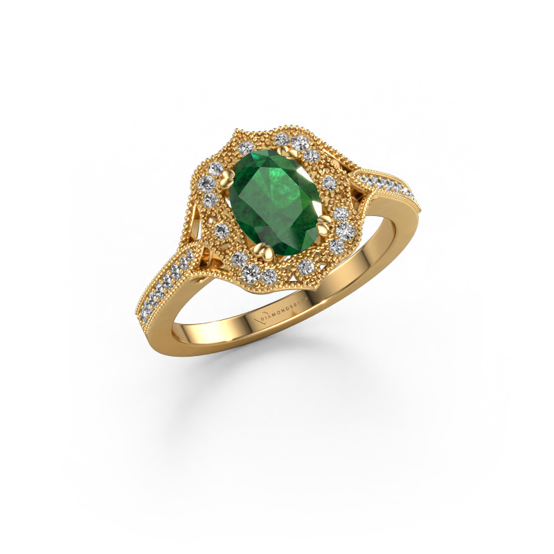 Image of Engagement ring Loni 585 gold Emerald 7,5x5,5 mm