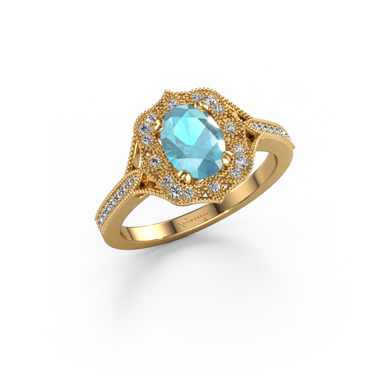 Bild von Verlobungsring Loni 585 Gold Blau Topas 7,5x5,5 mm