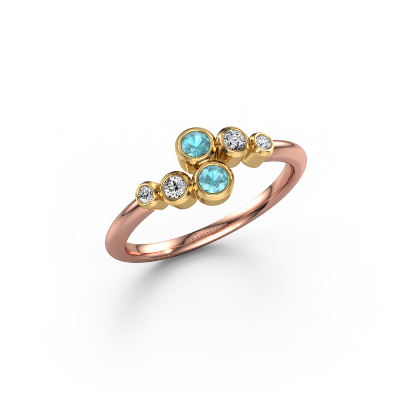 Image of Ring Lonnie 585 rose gold Blue topaz 2.5 mm
