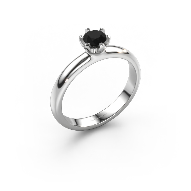 Image of Engagement ring Lorretta 585 white gold Black diamond 0.48 crt