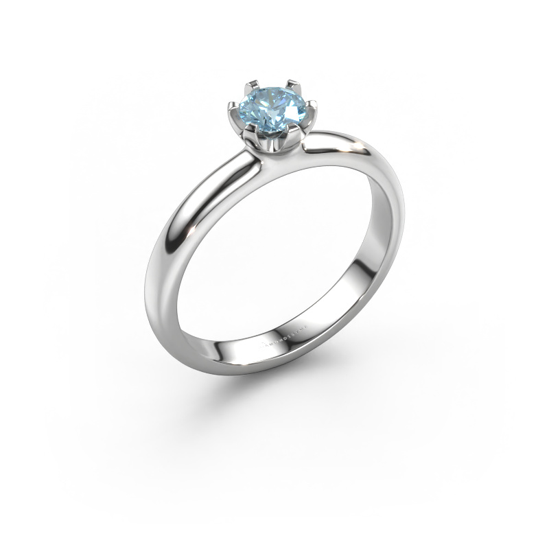 Image of Engagement ring Lorretta 585 white gold Blue lab grown diamond 4.7 mm