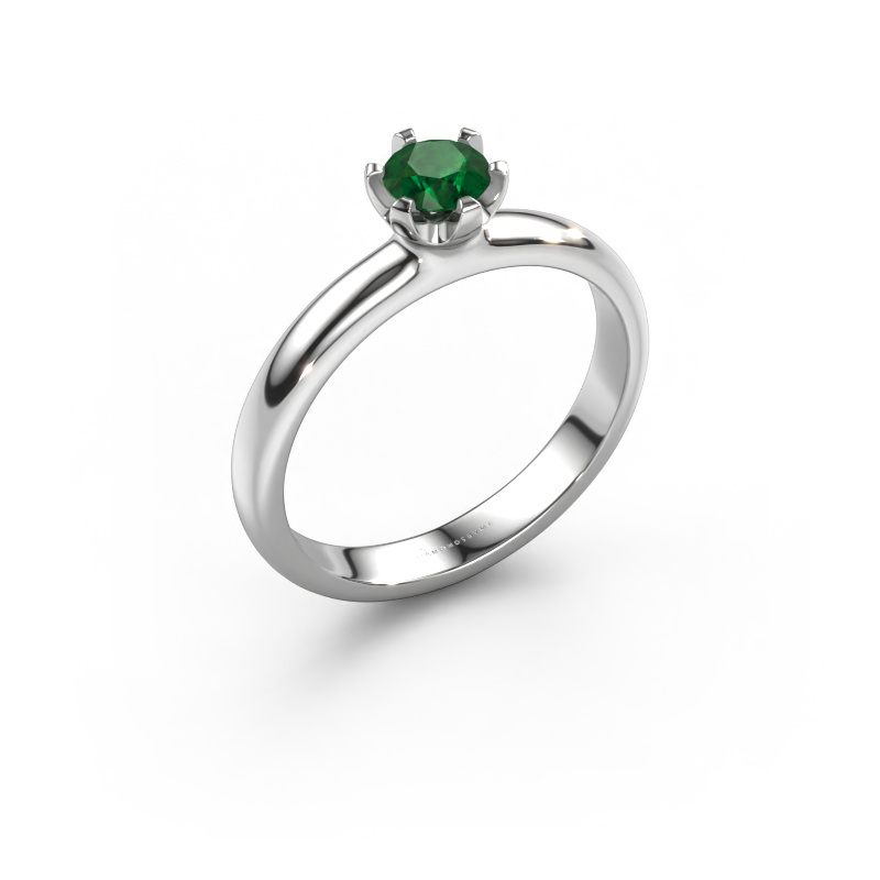 Image of Engagement ring Lorretta 585 white gold Emerald 4.7 mm