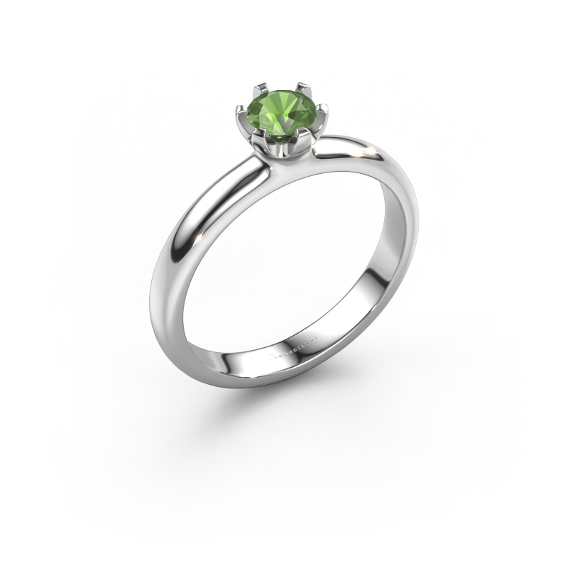 Image of Engagement ring Lorretta 585 white gold Tourmaline green 4.7 mm