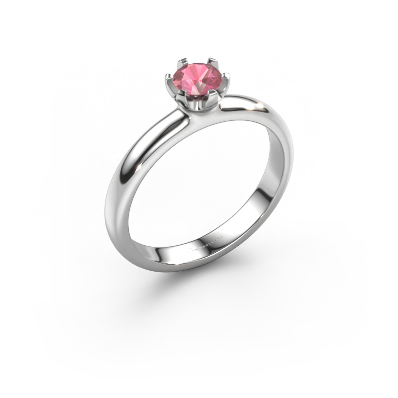 Image of Engagement ring Lorretta 585 white gold Tourmaline pink 4.7 mm