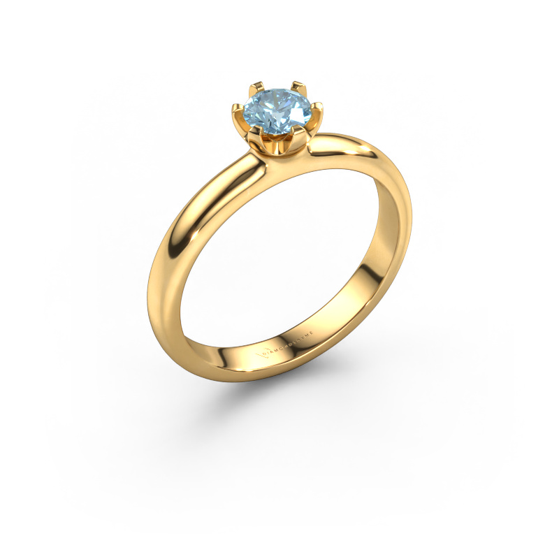 Image of Engagement ring Lorretta 585 gold Blue lab grown diamond 4.7 mm