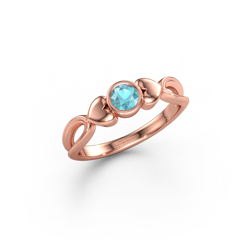 Immagine di Anello Lorrine 585 oro rosa Topazio blu 4 mm