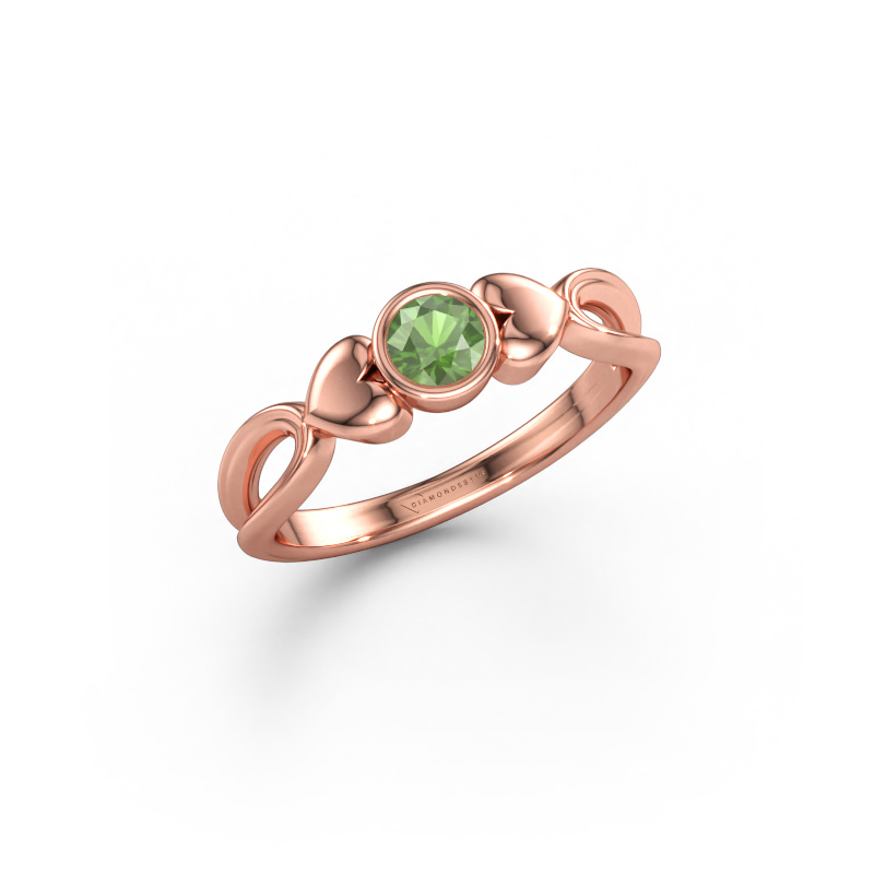 Immagine di Anello Lorrine 585 oro rosa Tormalina verde 4 mm