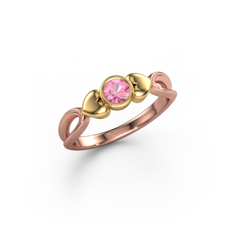 Afbeelding van Ring Lorrine 585 rosé goud Roze saffier 4 mm