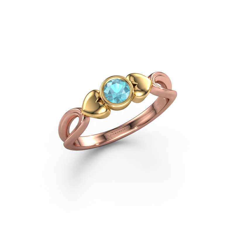 Image of Ring Lorrine 585 rose gold Blue topaz 4 mm