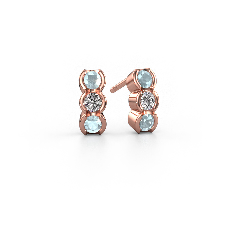 Image of Earrings Lotte 585 rose gold Aquamarine 3 mm