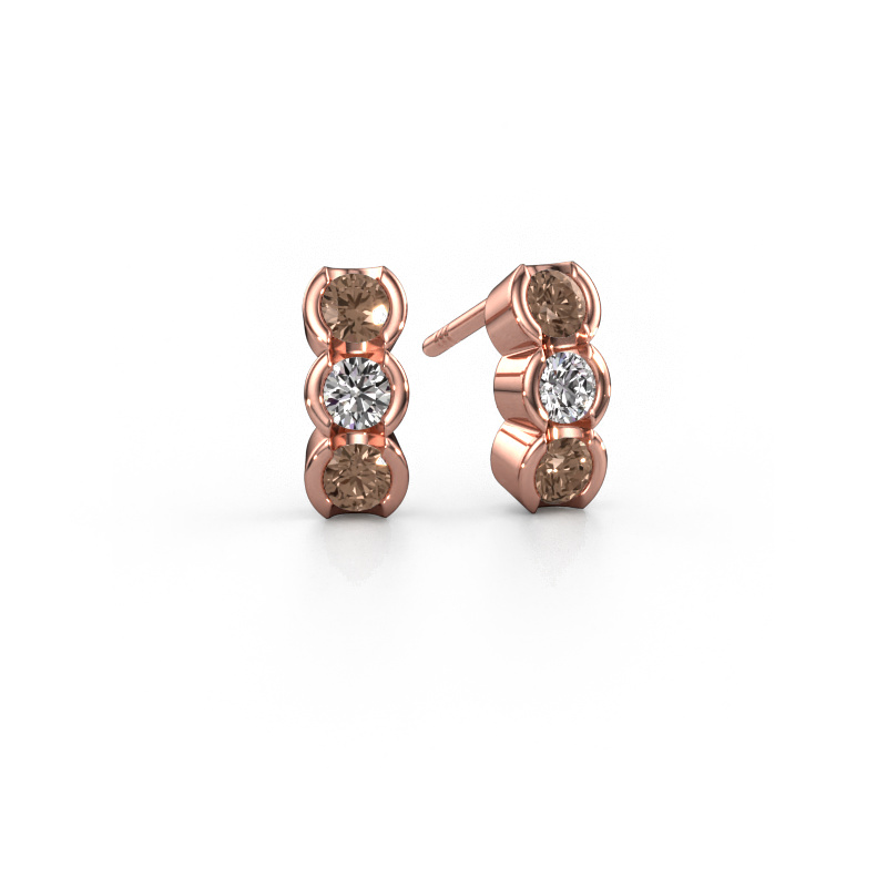 Afbeelding van Oorbellen Lotte 585 rosé goud Bruine diamant 0.60 crt