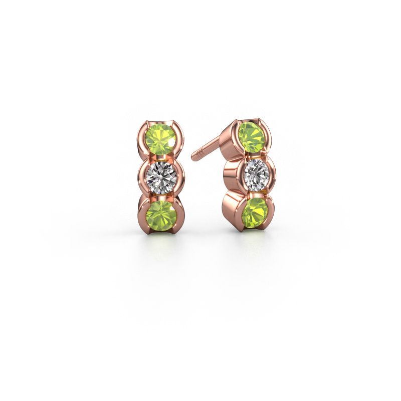 Image of Earrings Lotte 585 rose gold Peridot 3 mm