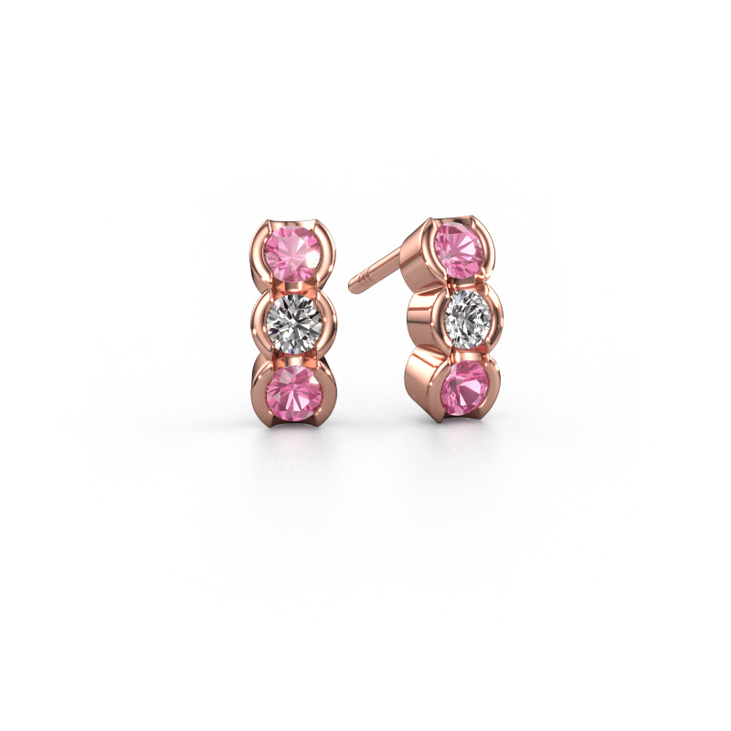 Image of Earrings Lotte 585 rose gold Pink sapphire 3 mm