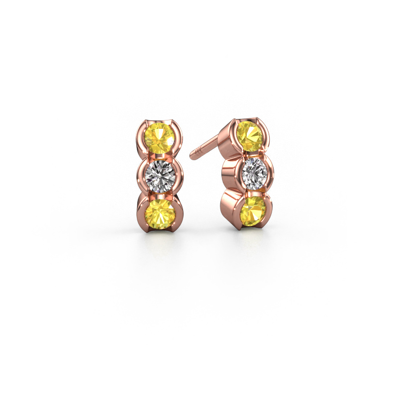 Image de Boucles d'oreilles Lotte 585 or rose Saphir jaune 3 mm