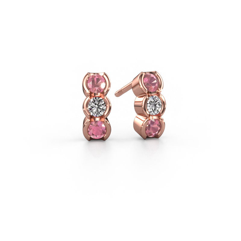 Image de Boucles d'oreilles Lotte 585 or rose Rose tourmaline 3 mm