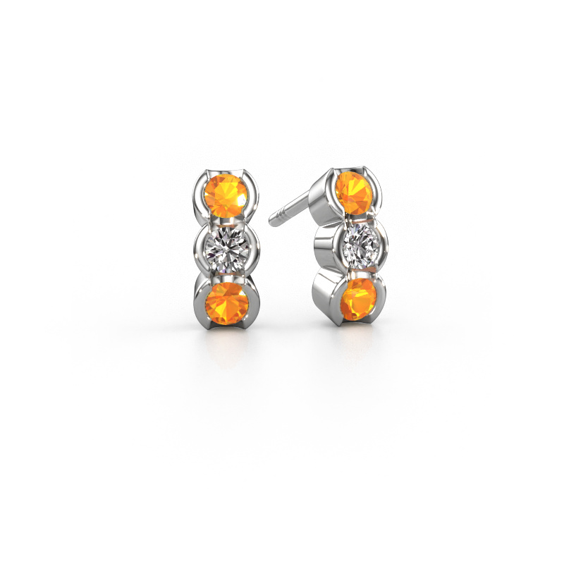 Image of Earrings Lotte 585 white gold Citrin 3 mm