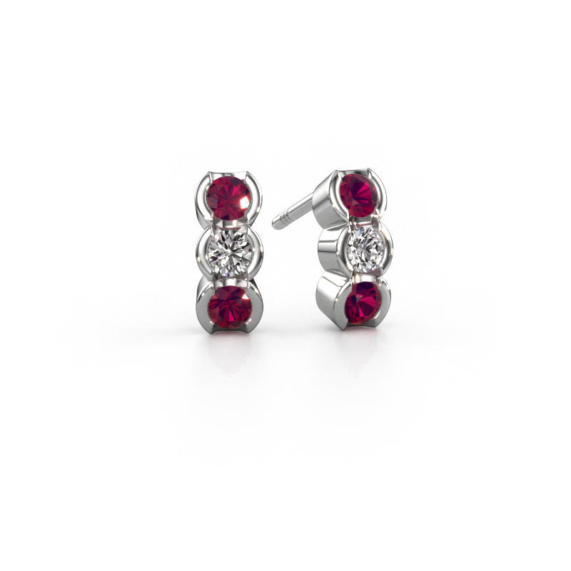 Image of Earrings Lotte 585 white gold Rhodolite 3 mm