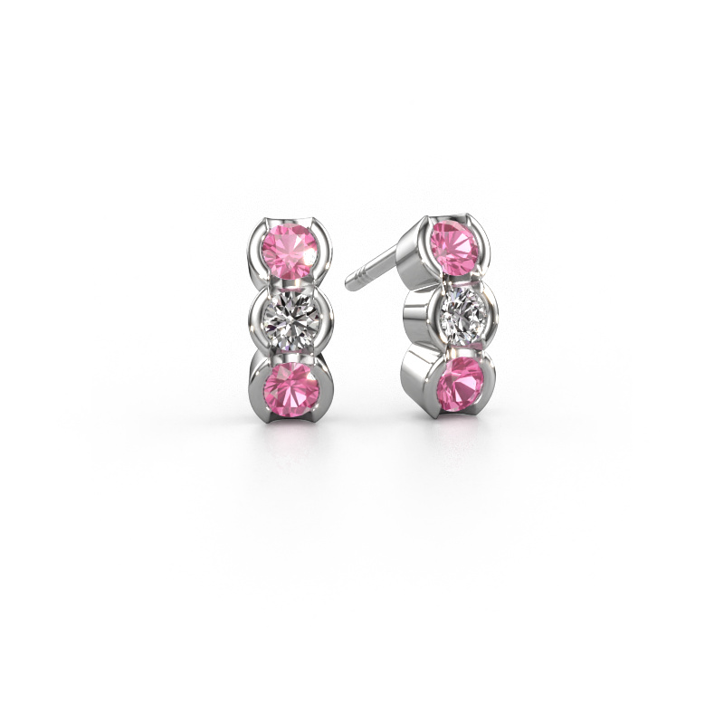 Image of Earrings Lotte 585 white gold Pink sapphire 3 mm