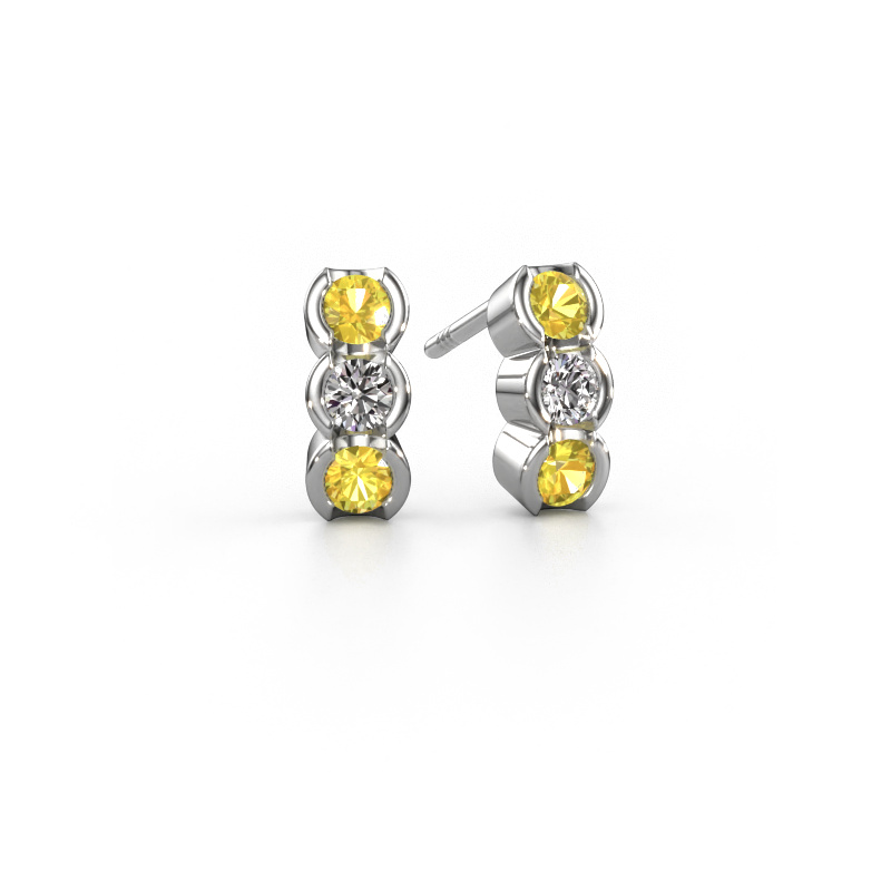 Image of Earrings Lotte 585 white gold Yellow sapphire 3 mm