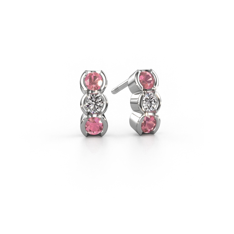 Image of Earrings Lotte 585 white gold Tourmaline pink 3 mm