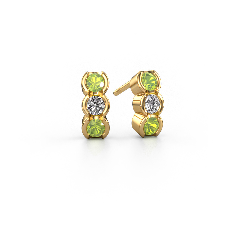 Image of Earrings Lotte 585 gold Peridot 3 mm