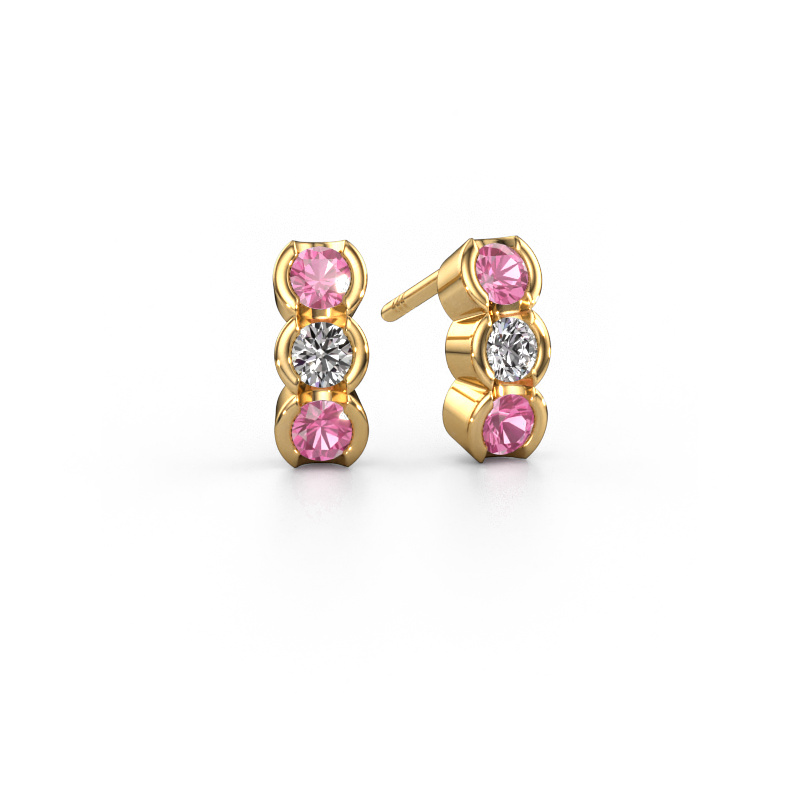 Image of Earrings Lotte 585 gold Pink sapphire 3 mm