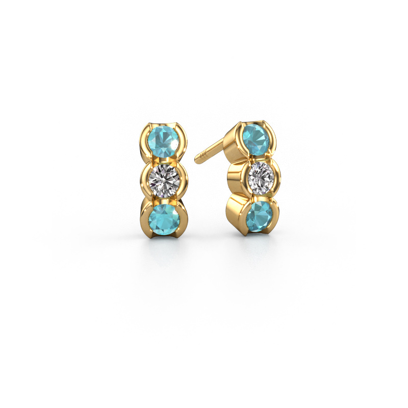 Image de Boucles d'oreilles Lotte 585 or jaune Topaze bleue 3 mm