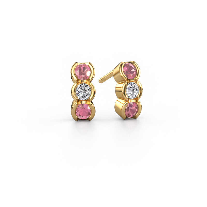 Image of Earrings Lotte 585 gold Tourmaline pink 3 mm