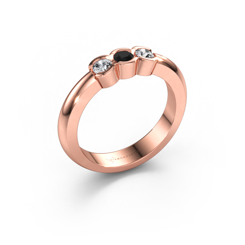 Immagine di Anello Lotte 3 585 oro rosa Diamante nero 0.32 crt